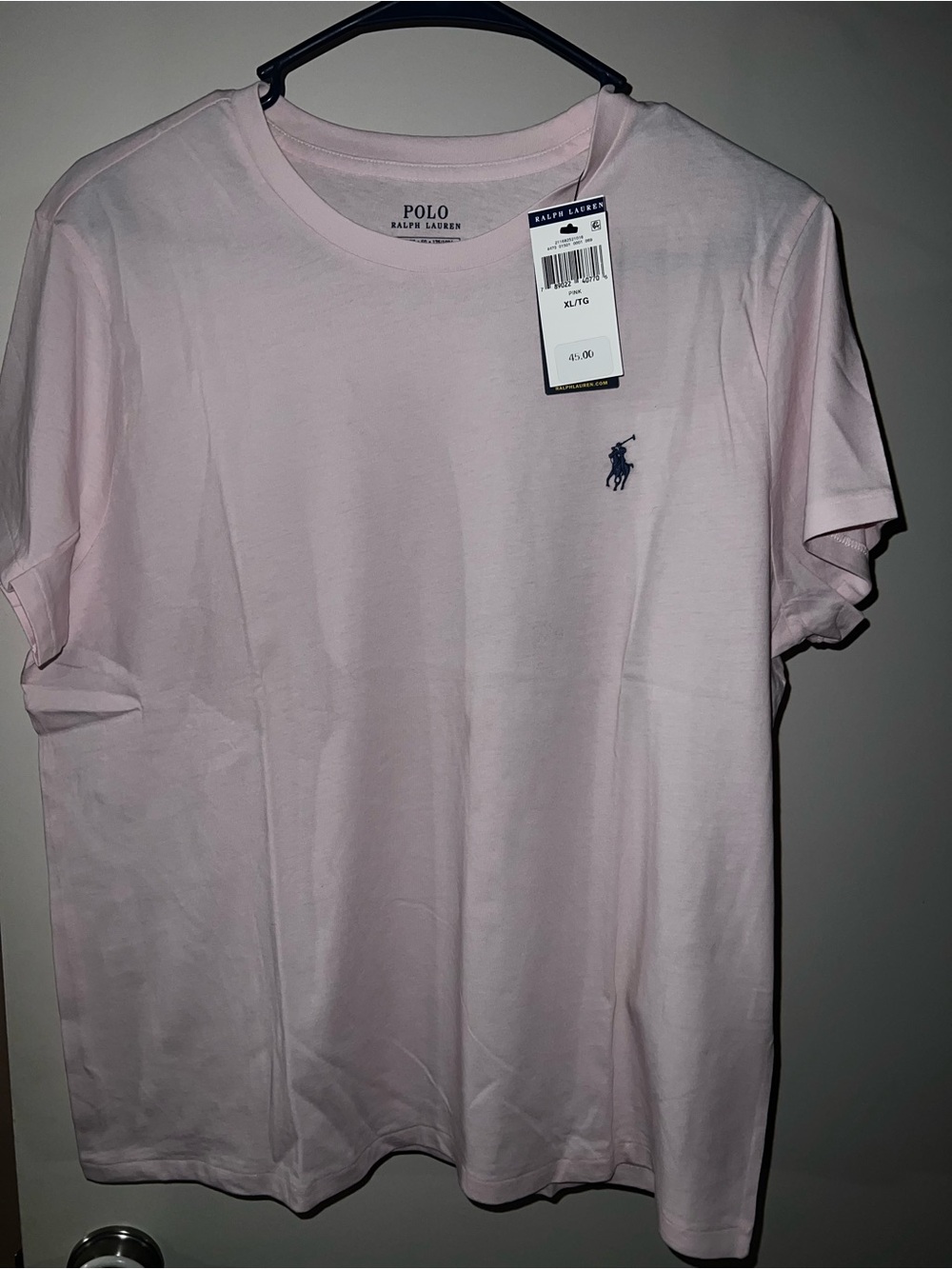 Ralph Lauren women Crew Neck Tee - Pale Pink with Navy Pony